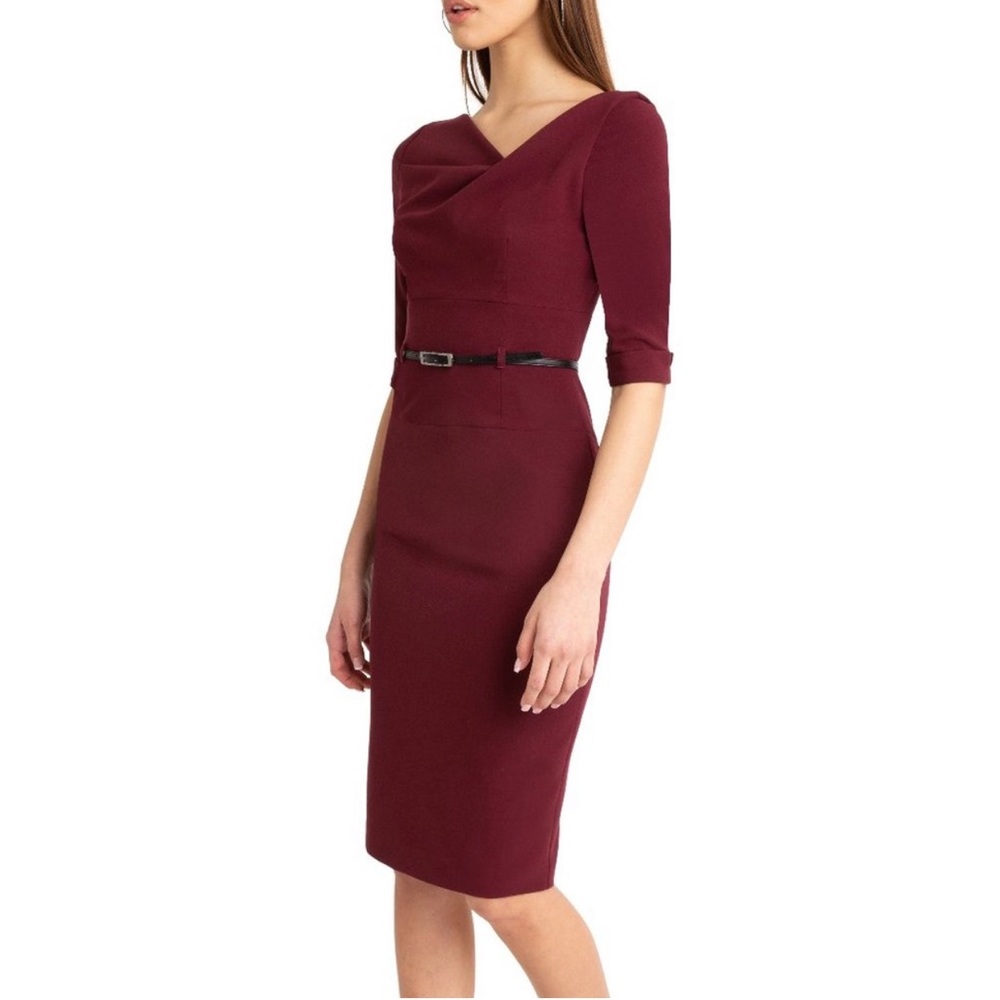 Black Halo- Jackie 3/4 sleeve- Burgundy Dress